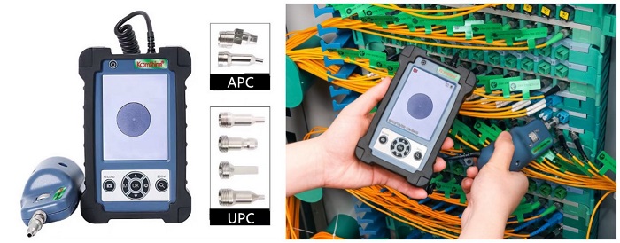 Sistema de inspección de conectores de fibra óptica portátil
